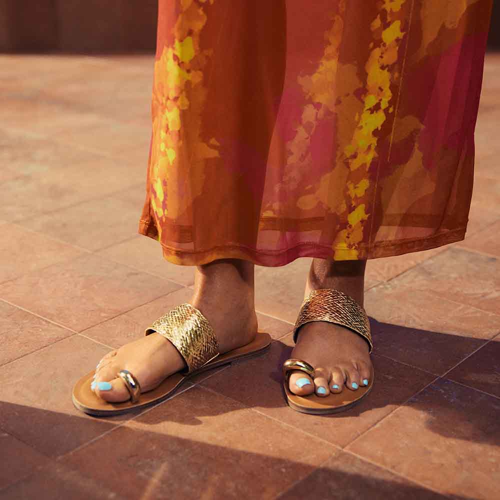 Beachwalk-In Women's Gold Flat Sandals